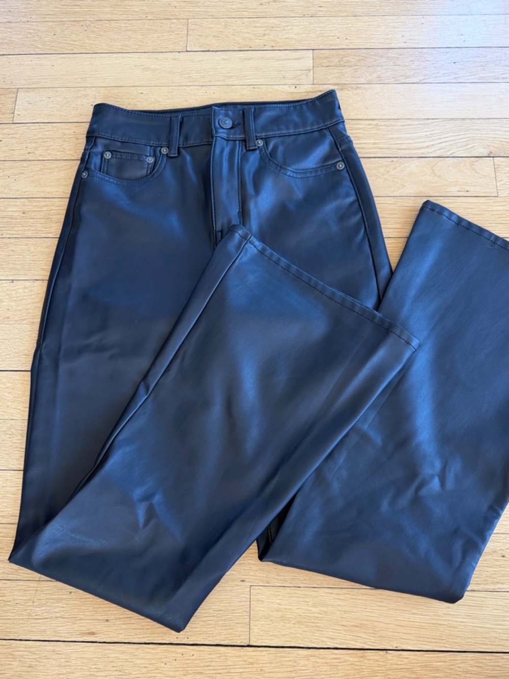 American Eagle Outfitters women  Black Bootcut Faux Leather Jeans